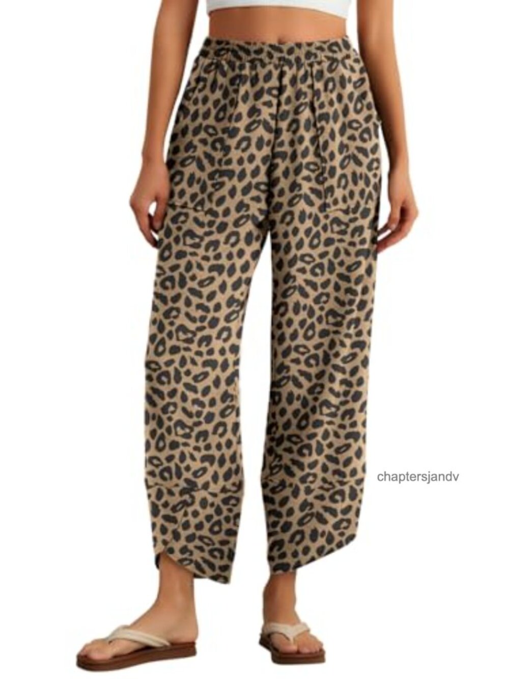 Wide Leg Palazzo Harem Pants Elastic Waist Pull On Rayon Polyester
